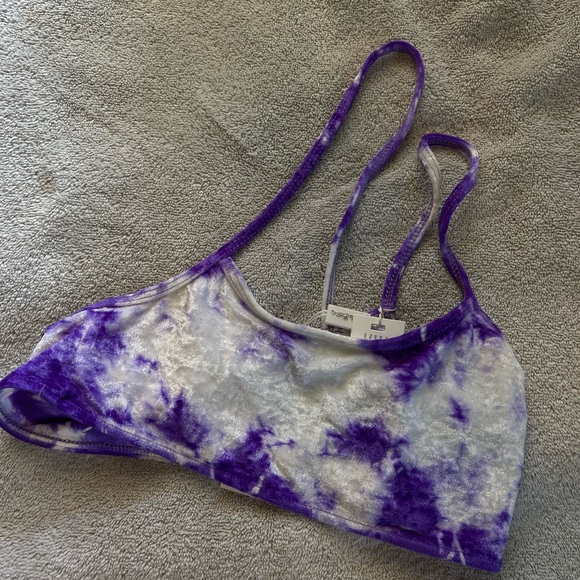 Frankie’s bikinis SET crushed velvet purple top medium bottoms large - Picture 2 of 7